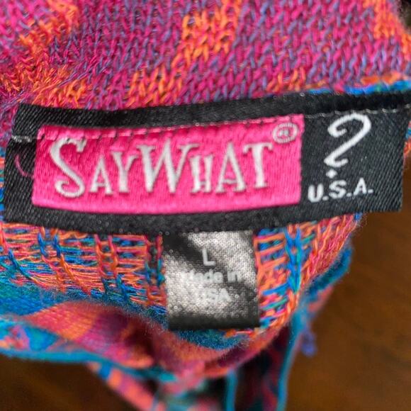 Say What open front lightweight shawl cardigan vest multicolor aztec print sz L - Picture 4 of 9